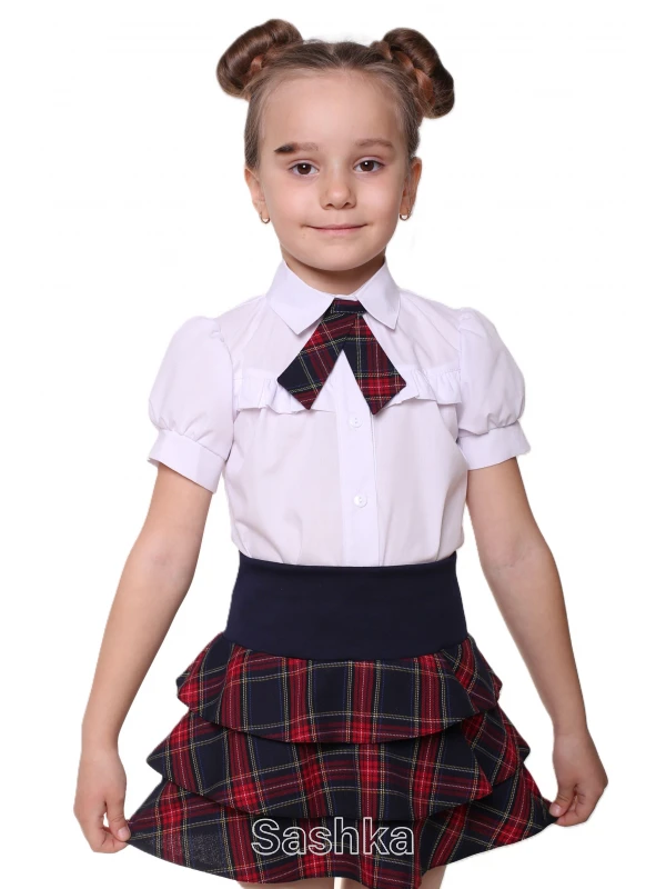 Спідниця для дівчинки Sashka шкільна червоно-синя клітинка, розмір 116-146